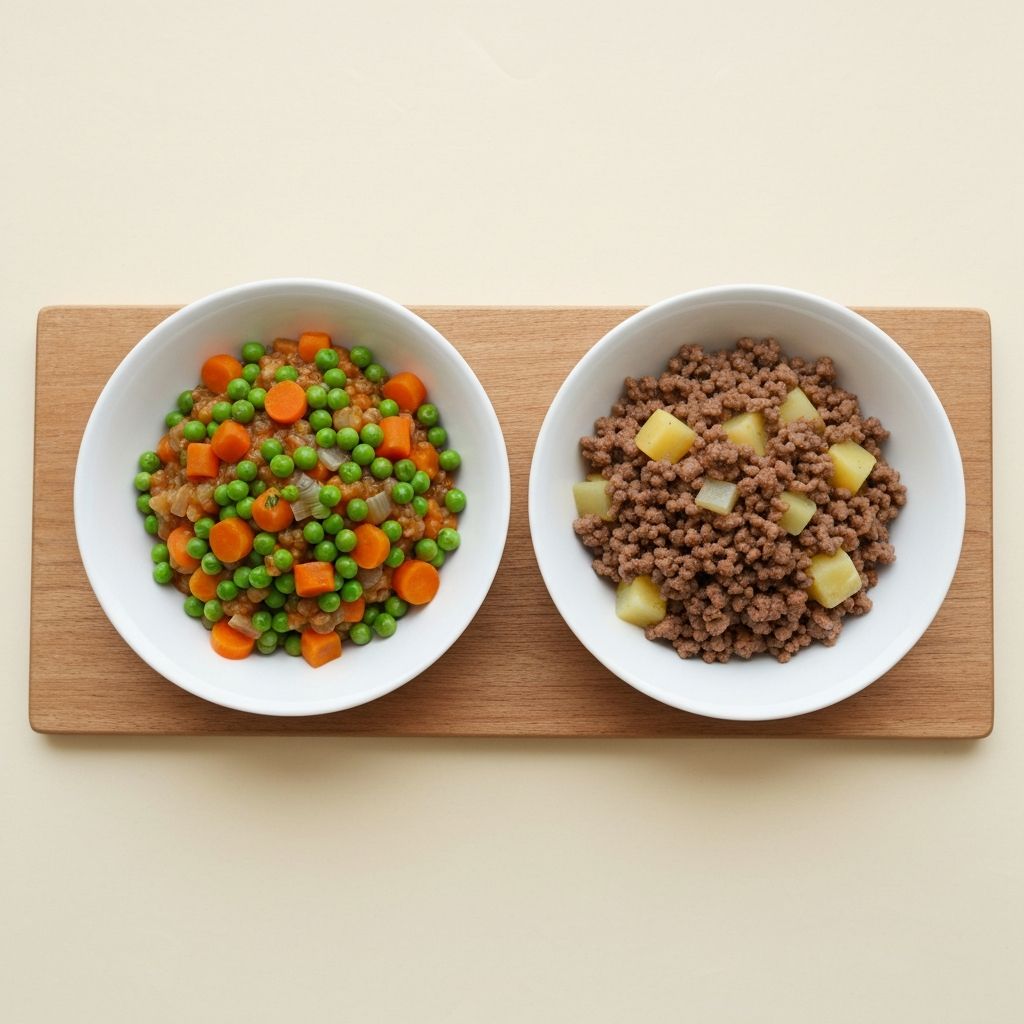 Shepherd's pie comparison - vegetable-rich version and traditional version