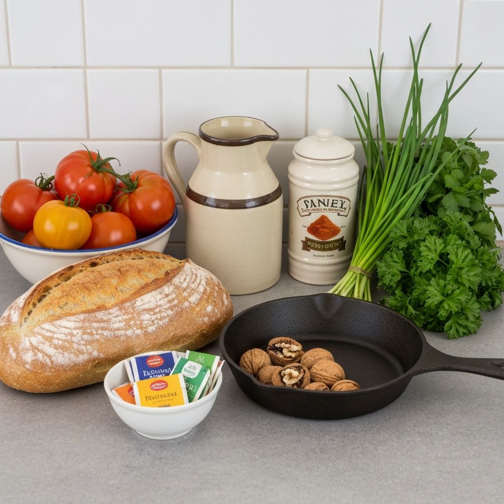 Home kitchen with common British ingredients